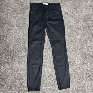 Madewell Women's High Riser Coated Black Jeans Size 28